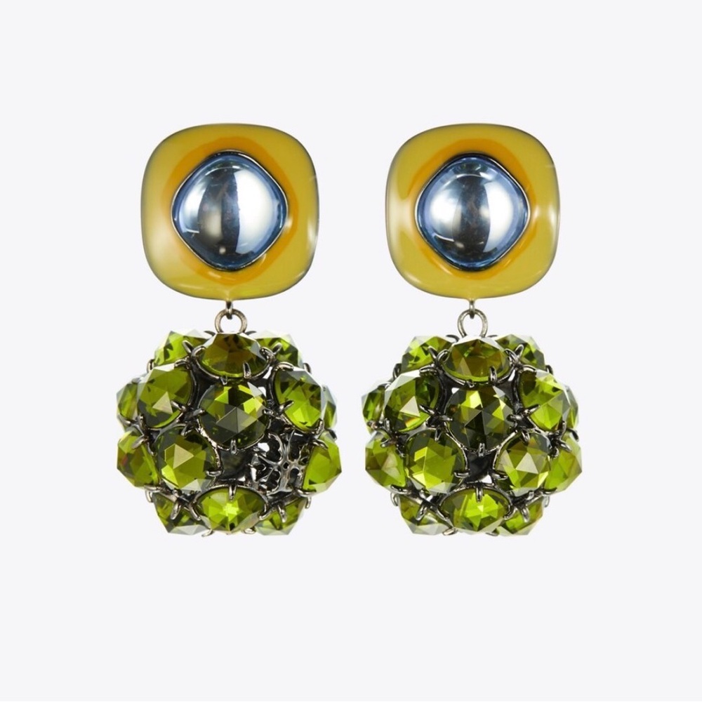 NEW.. Tory Burch Elegant Green and Gold Earrings